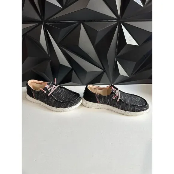 Hey Dude Womens Wendy Funk Jersey Black Pink Slip On Shoes Size 7 - Picture 11 of 13